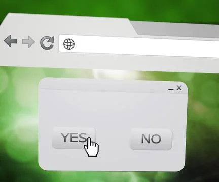 Yes pop-up window in web browser 스톡 일러스트