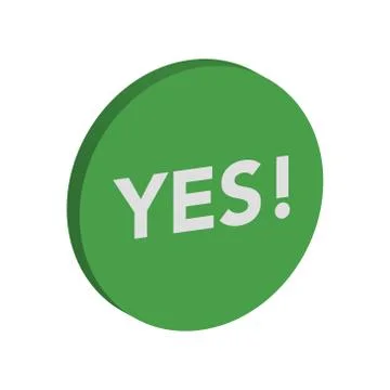 Yes positive button icon simple 3d Stock Illustration