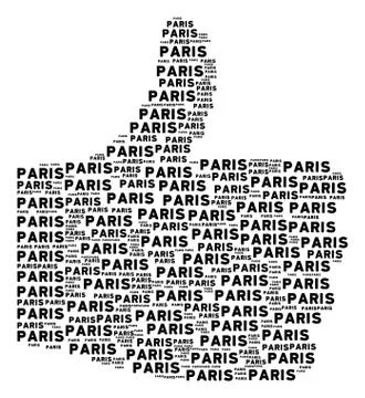 Yes Shape of Paris Texts Stock Illustration
