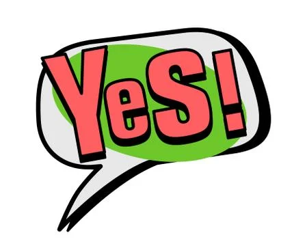 Yes! speech bubble in retro style Stock Illustration