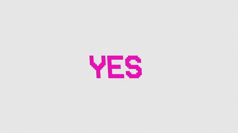 Yes - Spinning Retro Pixel Style Title On Alpha Loop Stock Footage 309283026