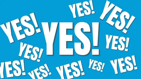 YES TEXT ANIMATION ON BLUE BACKGROUND 스톡 동영상 265592235