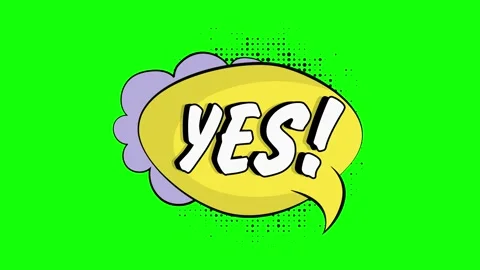 Yes text in comic book speech bubble animation with green screen background Vidéo 346725138