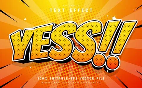 Yes text effect comic style editable Illustrazione stock