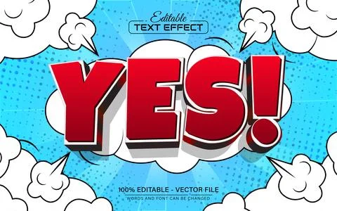 Yes text effect comic style editable Stock Illustration