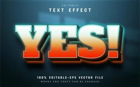 Yes text, gradient style text effect Illustrazione stock