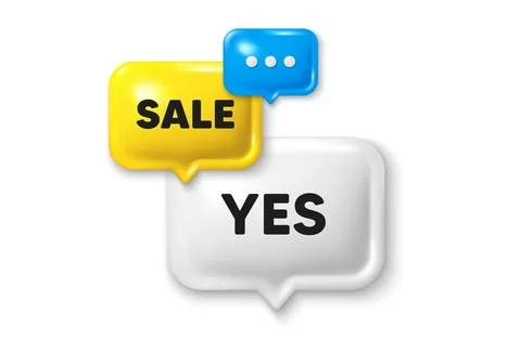 Yes text tag. Approved ok message. Discount speech bubble offer 3d icon. Vector Illustrazione stock