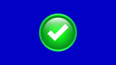 Yes, Tick Glossy Green Web Button Design Animation on Blue Background Stock Footage 248909073