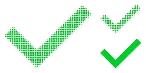 Yes Tick Halftone Dotted Icon Stock Illustration