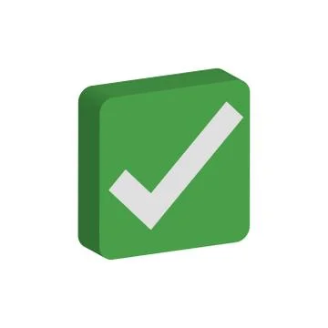 Yes tick right positive 3d icon shape  Stock Illustration