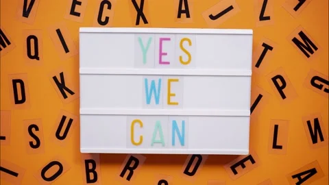 YES WE CAN Message Sign Board Animation Stock Footage 138098317
