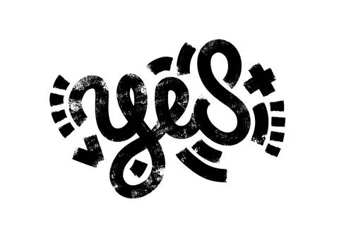 Yes word with geometric elements around. Banner, poster and sticker concept,  Stock Illustration