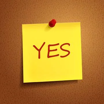 Yes word on post-it Stock Illustration