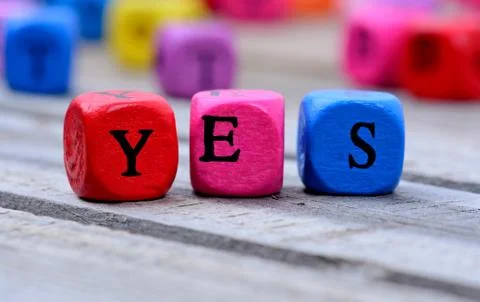 Yes word on table Stock Photos