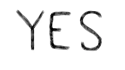 YES Word on White Scribble Animation Doodle Cartoon 4K Video stock 72442191