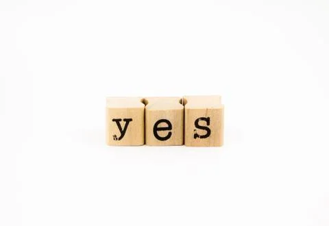 Yes wording isolate on white background Stock Photos