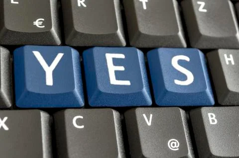 YES written on computer keyboard Foto stock