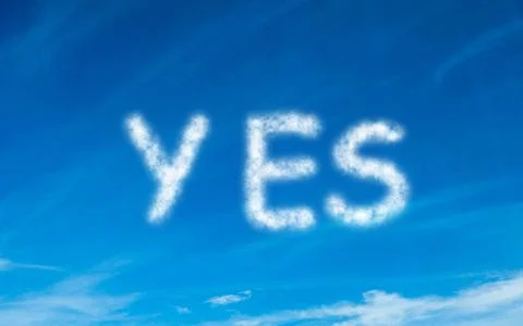 Yes written in white in sky Stock Illustration