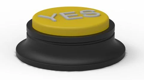 Yes yellow button isolated 3d illustration render 스톡 일러스트
