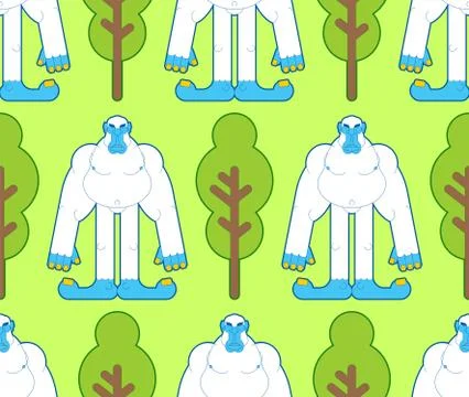 Yeti pattern seamless. Bigfoot abominable snowman background. Baby fabric orn Stock Illustration