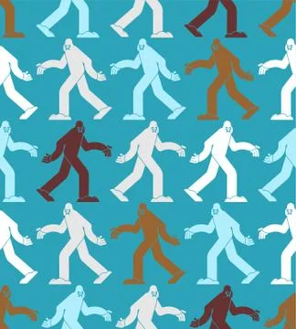 Yeti pattern seamless. Bigfoot background. Abominable snowman ornament. sasqu Stock Illustration