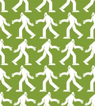Yeti pattern seamless. Bigfoot background. Abominable snowman ornament. sasqu Stock Illustration
