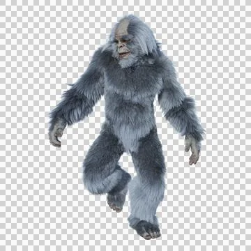 Yeti walking and smiling looking to the side. Stock Illustration