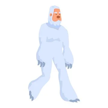 Yeti walking in relaxed pose, friendly mythical creature strolling Stock Illustration