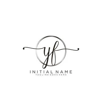 YF Initial handwriting logo with circle template vector Stock Illustration