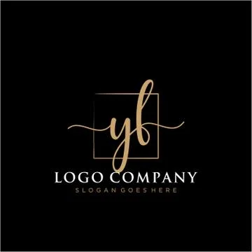 YF Initial handwriting logo with rectangle template vector Stock Illustration