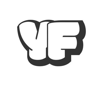 YF logo, bubble comic lettering, rounded in graffiti style black and white .. Stock Illustration