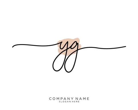YG Initial handwriting logo design Stock Illustration