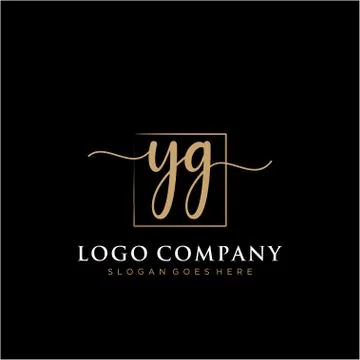 YG Initial handwriting logo with rectangle template vector Stock Illustration