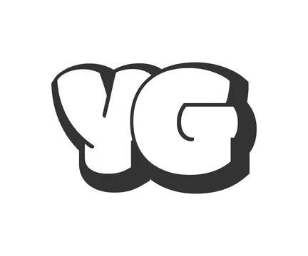 YG logo, bubble comic lettering, rounded in graffiti style black and white .. Stock Illustration