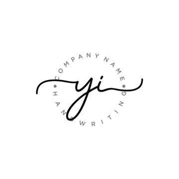 YI Initial handwriting logo design Stock Illustration