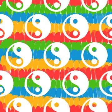 Yib Yang,tie dye seamless pattern background.Vector tie dye cartoon character Stock Illustration
