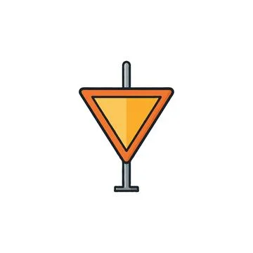 Yield ahead: depicting a triangular traffic sign for awareness and caution .. Illustrazione stock