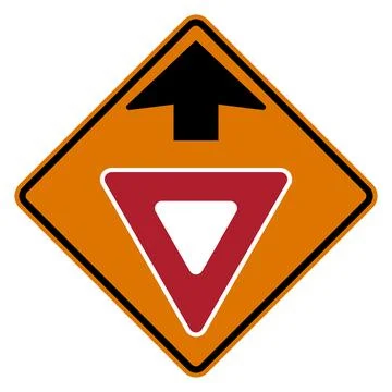 Yield ahead sign, orange, CW3-2, US road sign Stock Illustration