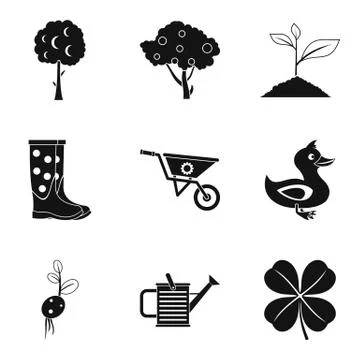 Yield icons set, simple style Ilustración de archivo