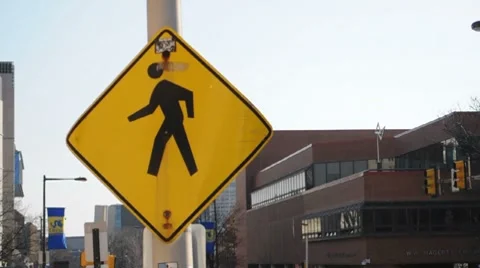 Yield People Walking Sign Stock Footage 7732989