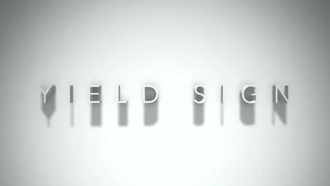 Yield sign 3D title animation with shadows on a white background Stock Footage 297512929