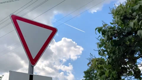Yield-sign-sky Stock Footage 341824020