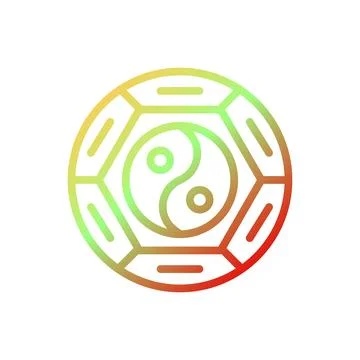 Yin and yang icon gradient yellow green red colour chinese new year symbol .. Stock Illustration