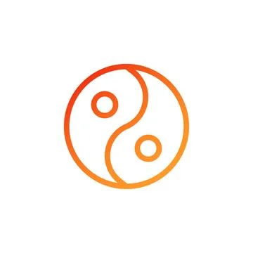 Yin and yang icon gradient red orange chinese illustration Stock Illustration