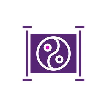 Yin and yang icon solid purple pink colour chinese new year symbol perfect. Illustrazione stock
