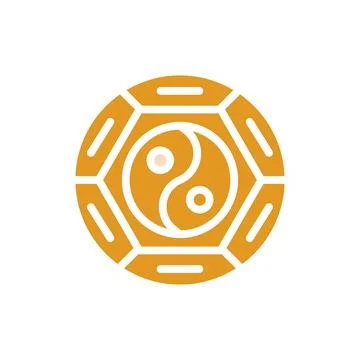 Yin and yang icon solid orange yellow colour chinese new year symbol perfect. 库存插图