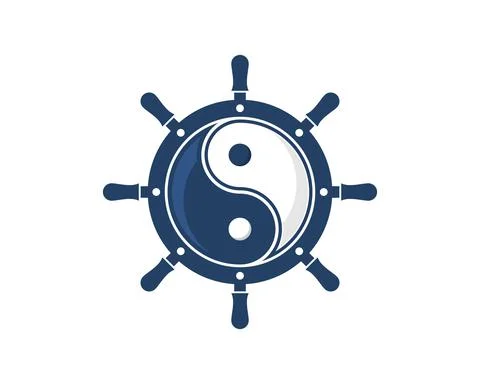 Yin and yang inside the ship steering wheel Stock Illustration