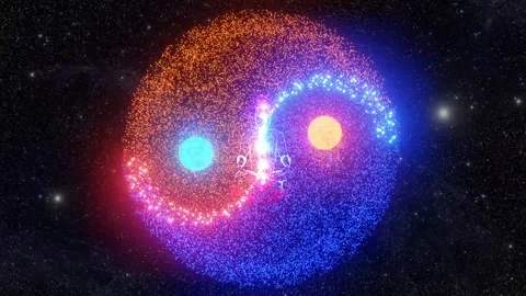 Yin and Yang Loop Animation, Chi Energy in space with silhouette meditation Stock Footage 160139953