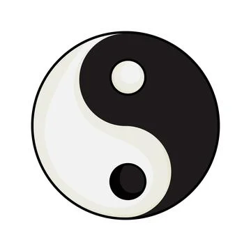 Yin and Yang with The Shadow circle japan Taoism symbol, energy sign in cartoon Stock Illustration