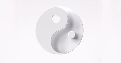 Yin Yang All White in a 3D animation Stock Footage 251352328